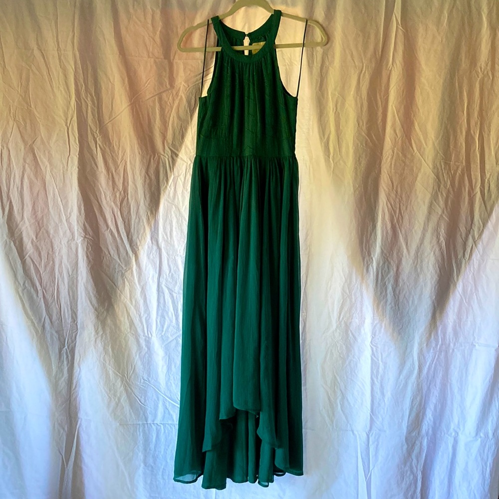 ModCloth high-low fit and flare halter neck gauze dress